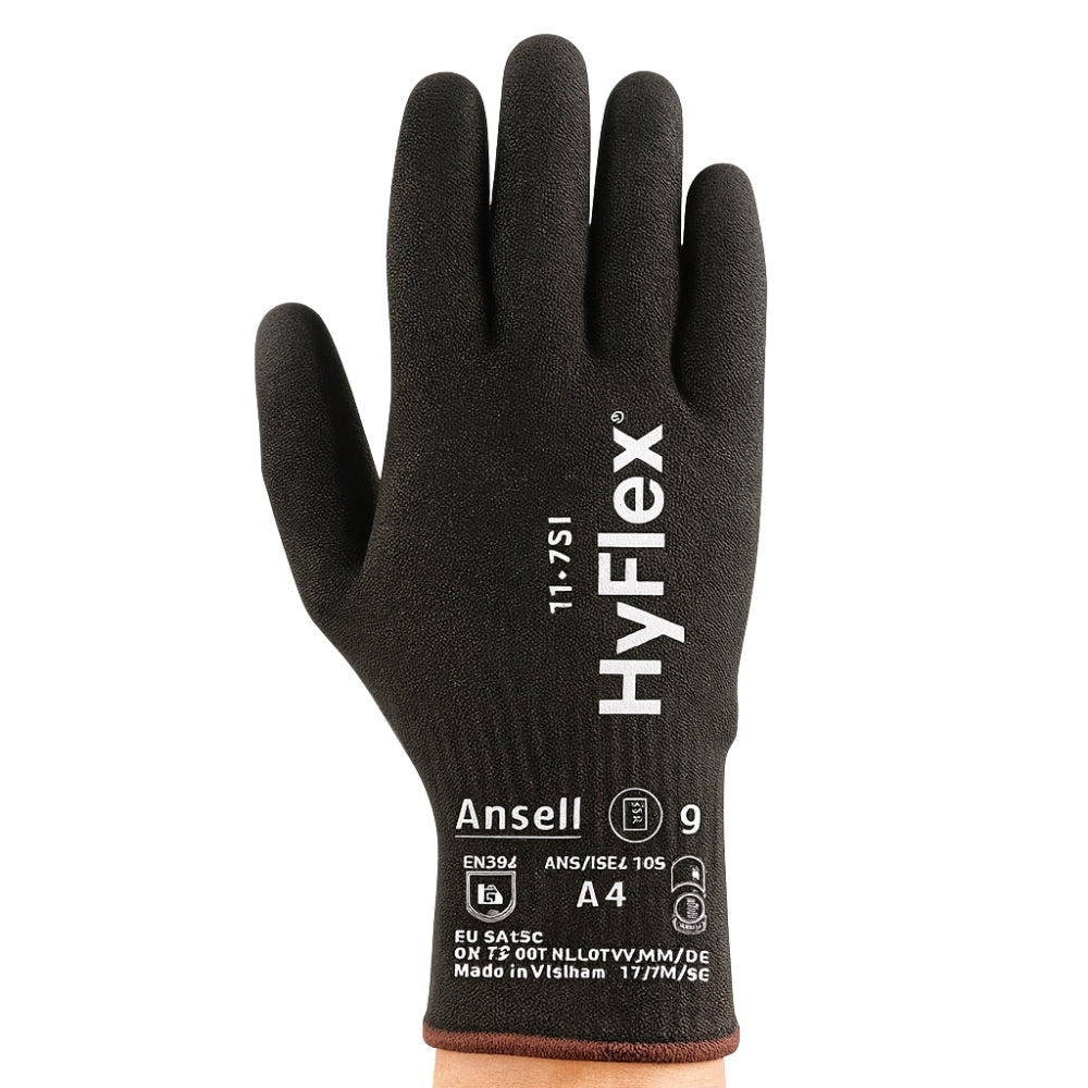 Luva de Proteção Anticorte Abrasão Tricotada Poliuretano Preta Ansell HyFlex 11-751 CA 40009