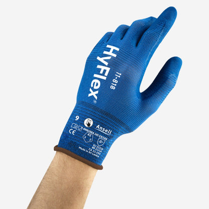 Luva de Proteção Multiuso Tricotada Espuma de nitrilo Azul Ansell HyFlex 11-818 C.A 33395