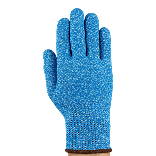 Luva de Proteção Anticorte Manuseio de Alimentos Tricotada Fibra de Vidro Aço Inoxidável Azul Ansell HyFlex 74-500 CA 41874