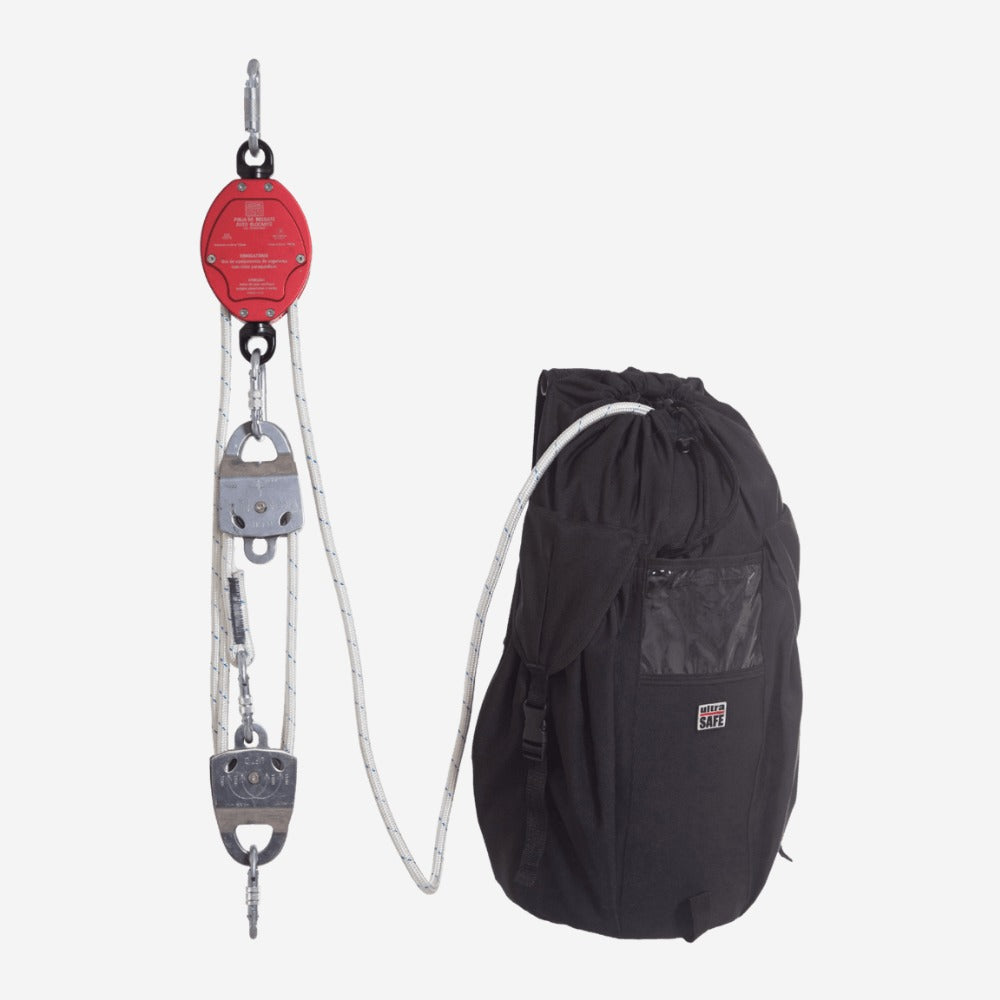 Kit Sistema de Resgate Rope Rescue 5:1 com Corda 120m 12mm Polias e Mosquetões Ultra Safe ELEVA USKR00200000