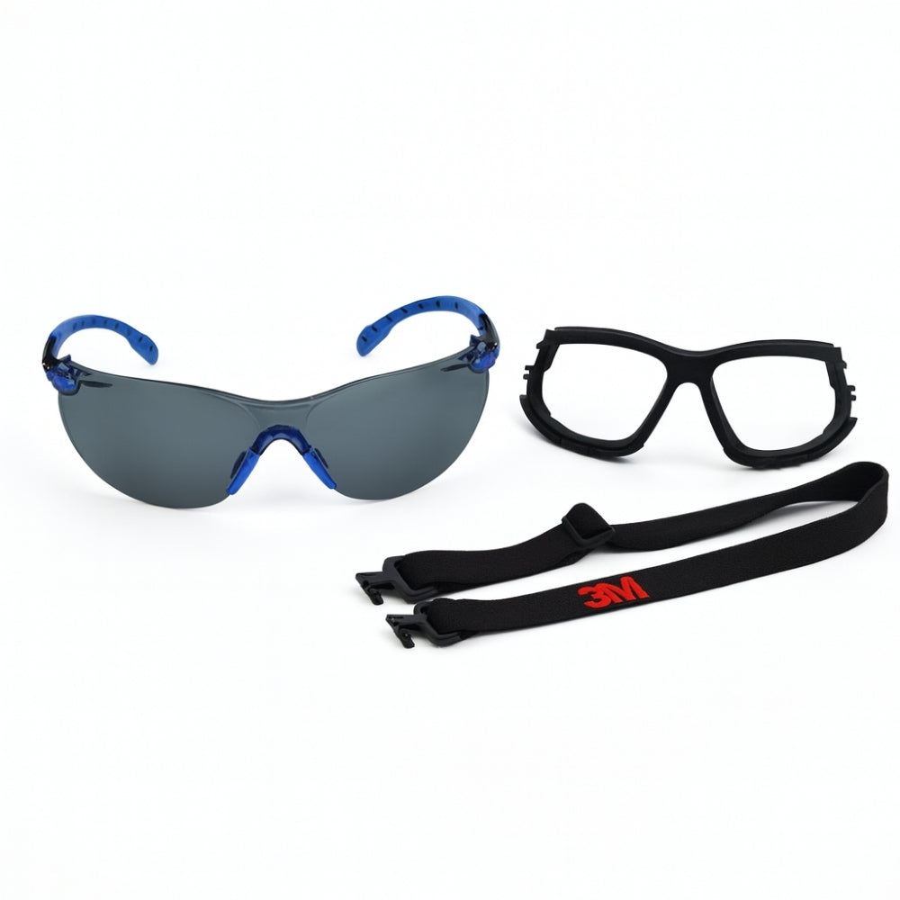 Kit Óculos de Segurança Azul Com Espuma e Elástico Antirrisco Antiembaçante 3M Solus 1000 HB004824221 CA 39190