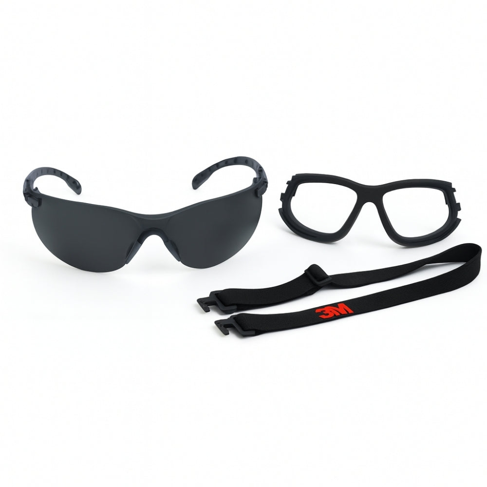 Kit Óculos de Segurança Cinza Com Espuma e Elástico Antirrisco Antiembaçante 3M Solus 1000 HB004824239 CA 39190