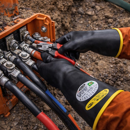 Luva Isolante Elétrica de Borracha Para Alta Tensão Classe 00 Tipo II 2,5 kV 500 V Orion C.A 2178