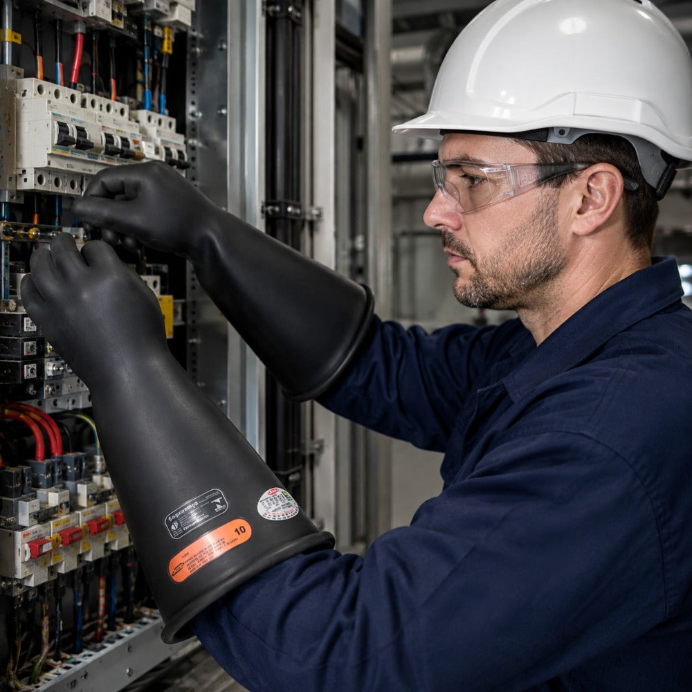 Luva Isolante Elétrica de Borracha Para Alta Tensão Classe 2 Tipo II 20 kV 17000 V Orion CA 29773