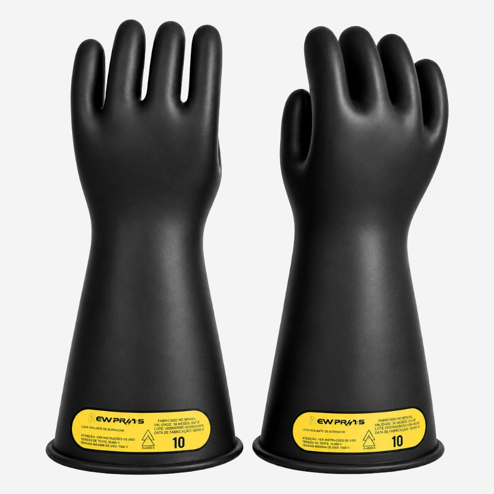 Luva Isolante para Eletricista Classe 2 20kV Uso 17000V Borracha Natural Alta Tensão Proteção Choque Elétrico PROTS CA 35862