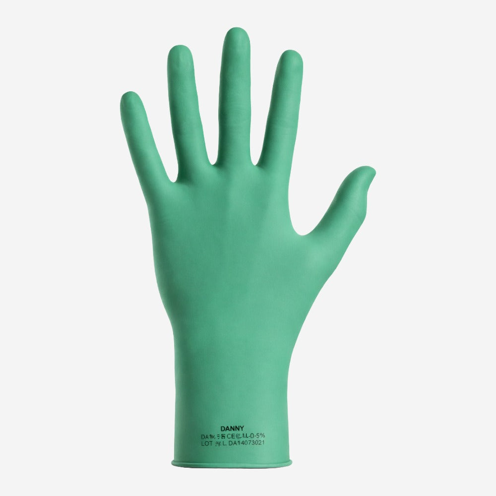 Luva Nitrílica Descartável Biodegradável Reforçada Antiestática Hipoalergênica Verde Caixa com 50 Danny Eco Sensiflex DA-90.114 C.A 45796