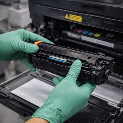 Luva Nitrílica Descartável Biodegradável Reforçada Antiestática Hipoalergênica Verde Caixa com 50 Danny Eco Sensiflex DA-90.114 C.A 45796