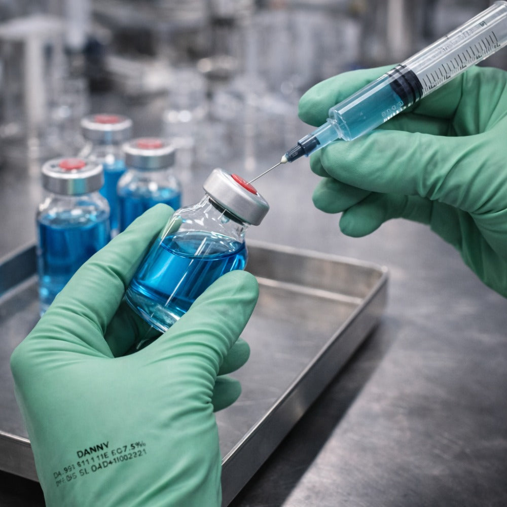 Luva Nitrílica Descartável Biodegradável Reforçada Antiestática Hipoalergênica Verde Caixa com 50 Danny Eco Sensiflex DA-90.114 C.A 45796