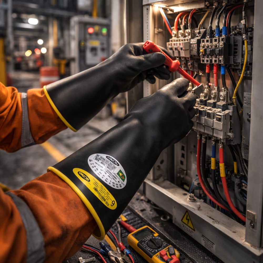 Luva Isolante Elétrica de Borracha Para Alta Tensão Classe 00 Tipo II 2,5 kV 500 V Orion C.A 2178