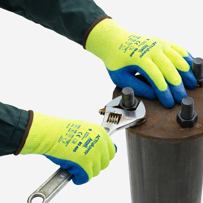 Luva de Proteção Baixas Temperaturas -30˚C Tricotada Látex Forro em Lã Azul e Verde Ansell ActivArmr 80-400 C.A 44673