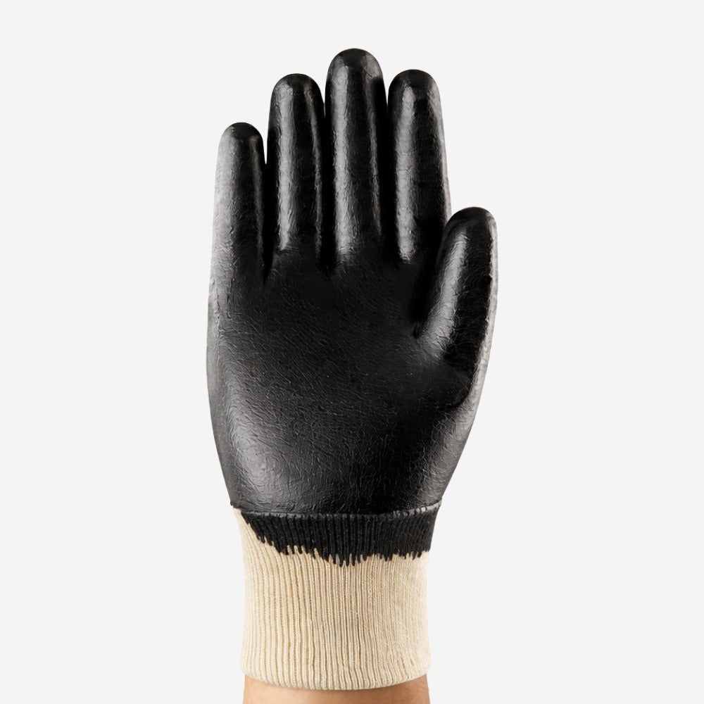 Luva de Proteção Abrasão Óleo Algodão Banho 3/4 Nitrílico Preto Ansell EDGE 48-501 C.A 32719