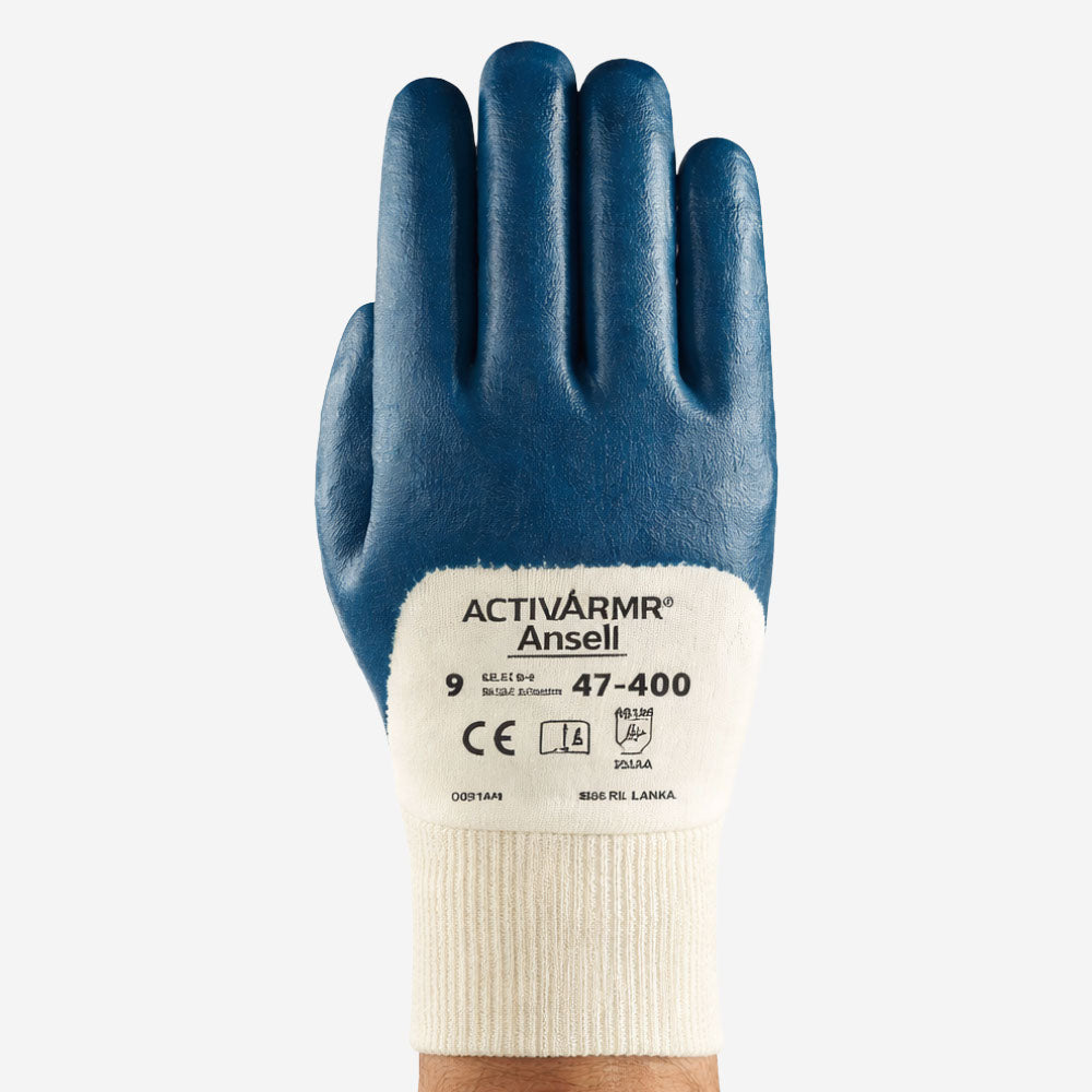 Luva de Proteção Abrasão Óleo Banho 3/4 Nitrílico Azul Ansell ActivArmr 47-400 C.A 27974