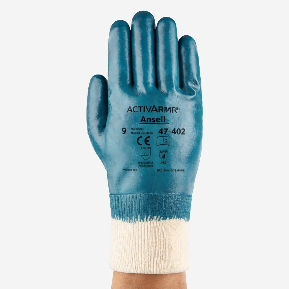 Luva de Proteção Abrasão Óleo Banho Total Nitrílico Azul Ansell ActivArmr 47-402 C.A 42761