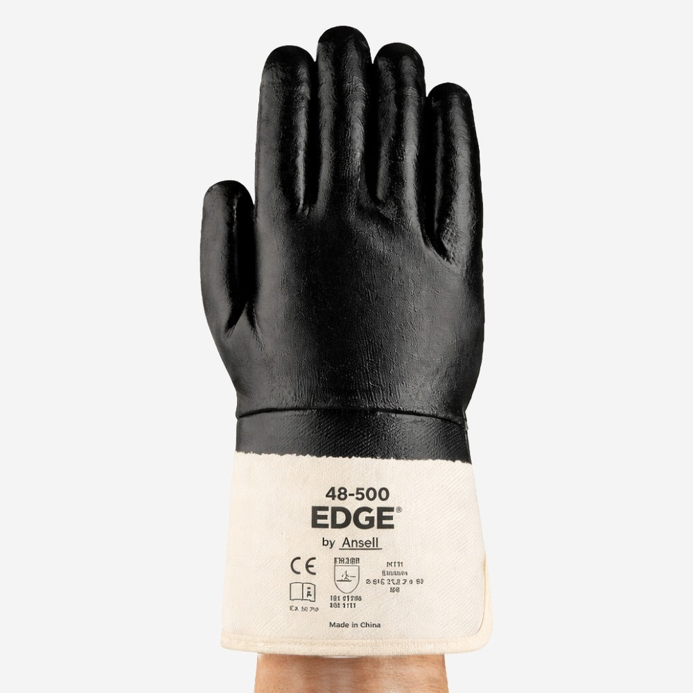 Luva de Proteção Abrasão Óleo Banho Total Nitrílico Preta Ansell EDGE 48-500 C.A 40893