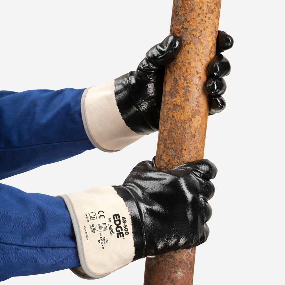 Luva de Proteção Abrasão Óleo Banho Total Nitrílico Preta Ansell EDGE 48-500 C.A 40893