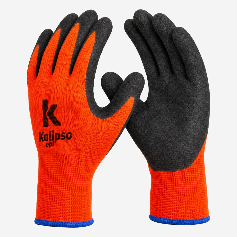 Luva de Proteção Abrasão Rasgamento e Calor para Montagem Poliéster Elastano Cinza Nitrílico Preto Foam Sandy Kalipso NBR Foam CA 44304