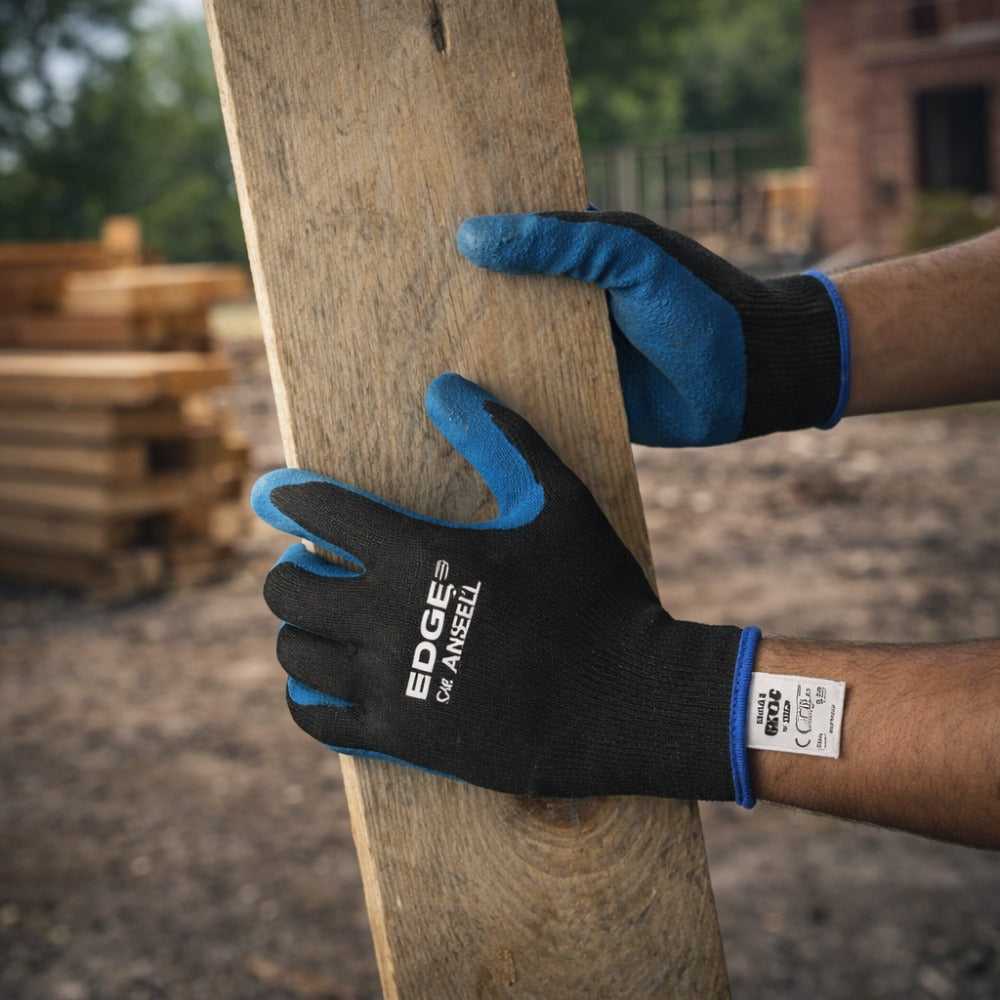 Luva de Proteção Abrasão Tricotada Látex de Borracha Natural Azul Ansell EDGE 48-305 C.A 31924