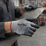 Luva de Proteção Abrasão Tricotada Poliamida Banho Nitrílico Cinza e Preta Ansell HyFlex 11-927 C.A 33578