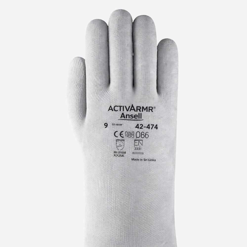 Luva de Proteção Altas Temperaturas 250˚C Tricotada Poliéster Cinza 35,6cm Ansell ActivArmr 42-474 C.A 40397