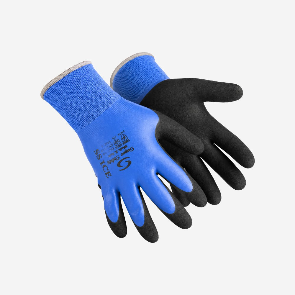 Luva de Proteção Altas Temperaturas até 250°C Baixas Temperaturas Frigorífico Poliamida Azul Preta Banho Nitrílico Total Super Safety SS Ice CA 43440