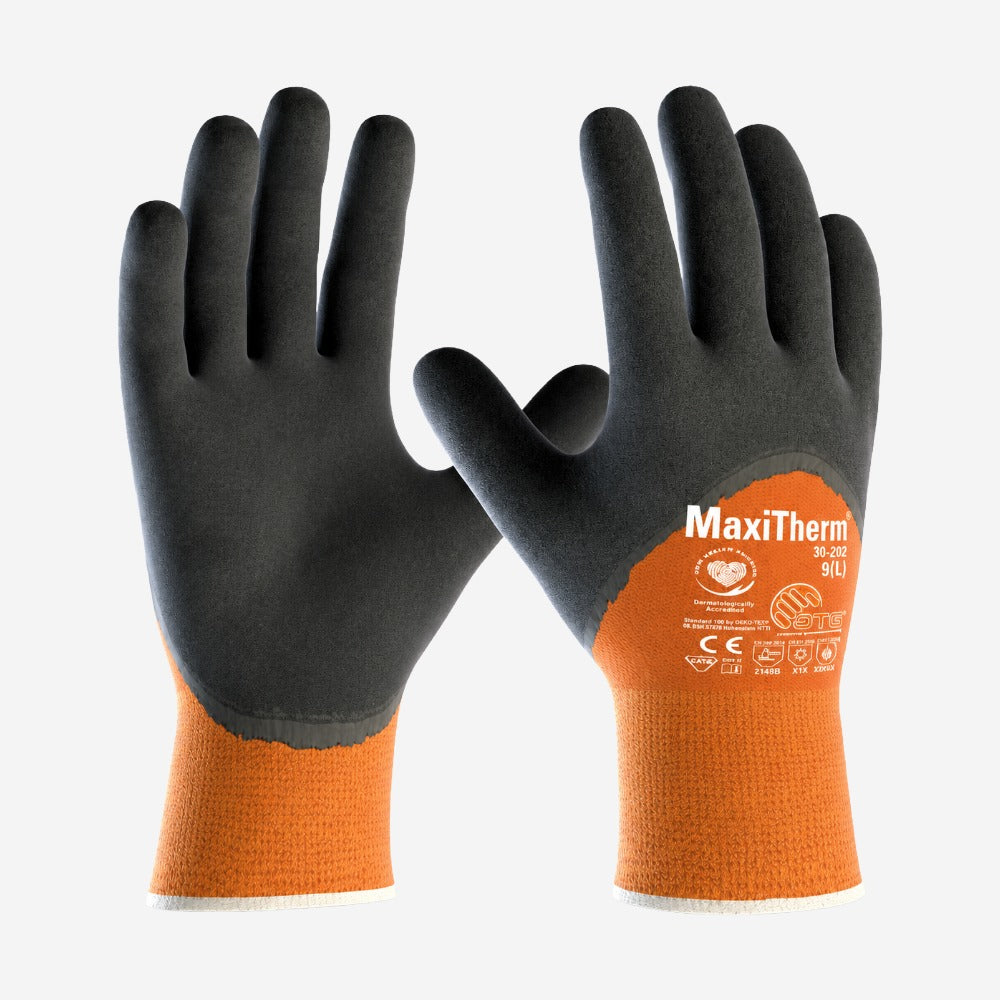 Luva de Proteção Altas Temperaturas até 250°C e Frio Poliéster Poliamida Laranja Preta Banho Látex Palma Next Safety MAXITHERM 31.000 CA 50979