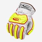 Luva de Proteção Anti-impacto Anticorte Couro de Cabra Branca e Amarela Ansell RINGERS R665 C.A 44320