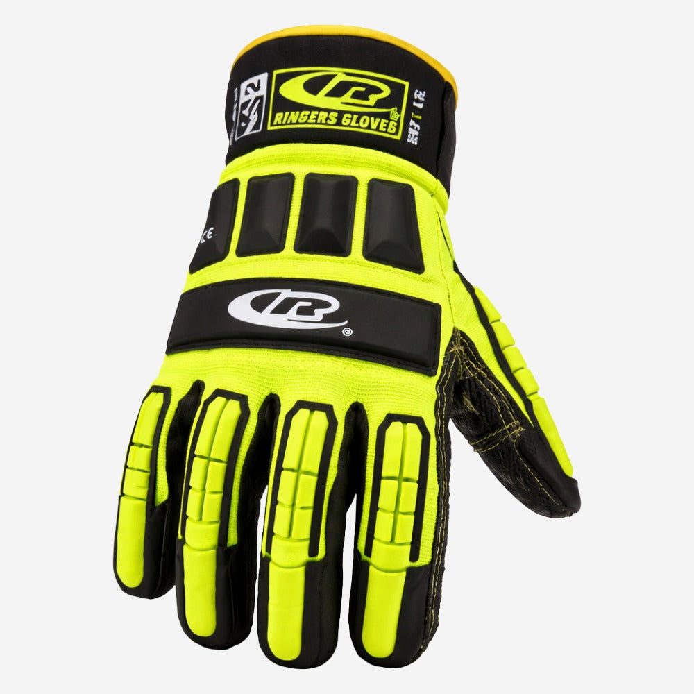 Luva de Proteção Anti-impacto Anticorte Kevlar Preta e Verde Ansell RINGERS R297 C.A 44341