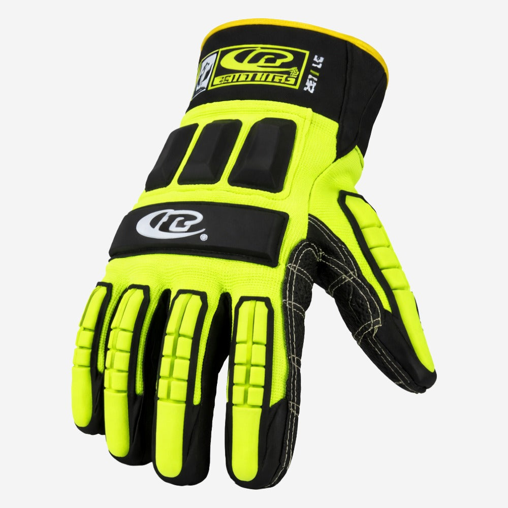 Luva de Proteção Anti-impacto Anticorte Kevlar Preta e Verde Ansell RINGERS R297 C.A 44341