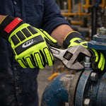 Luva de Proteção Anti-impacto Anticorte Kevlar Preta e Verde Ansell RINGERS R297 C.A 44341