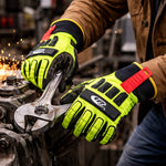 Luva de Proteção Anti-impacto Anticorte Kevlar Preta e Verde Ansell RINGERS R297 C.A 44341