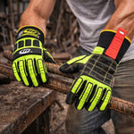 Luva de Proteção Anti-impacto Anticorte Kevlar Preta e Verde Ansell RINGERS R297 C.A 44341