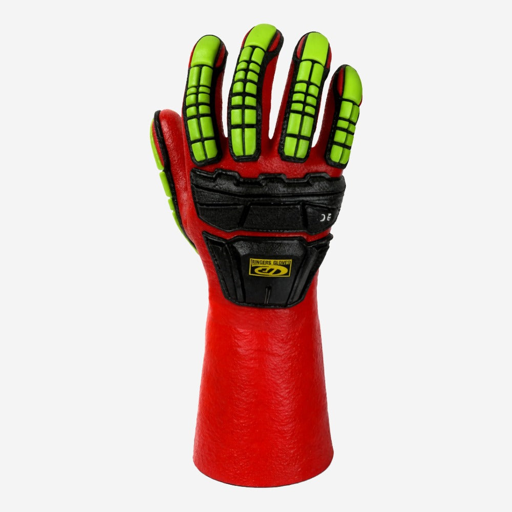 Luva de Proteção Anti-impacto Produtos Químicos Cano Longo PVC Vermelha Ansell RINGERS R074 C.A 44325