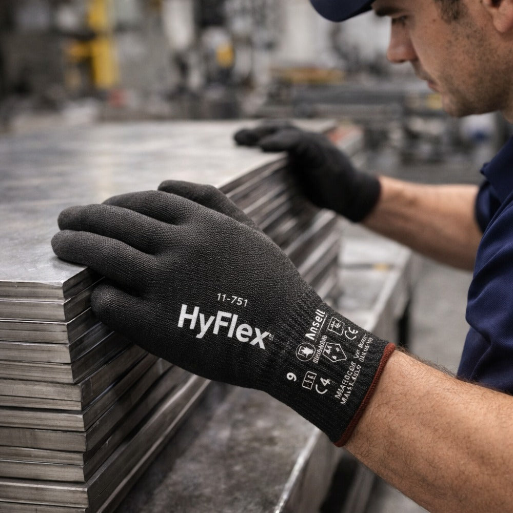 Luva de Proteção Anticorte Abrasão Tricotada Poliuretano Preta Ansell HyFlex 11-751 C.A 40009