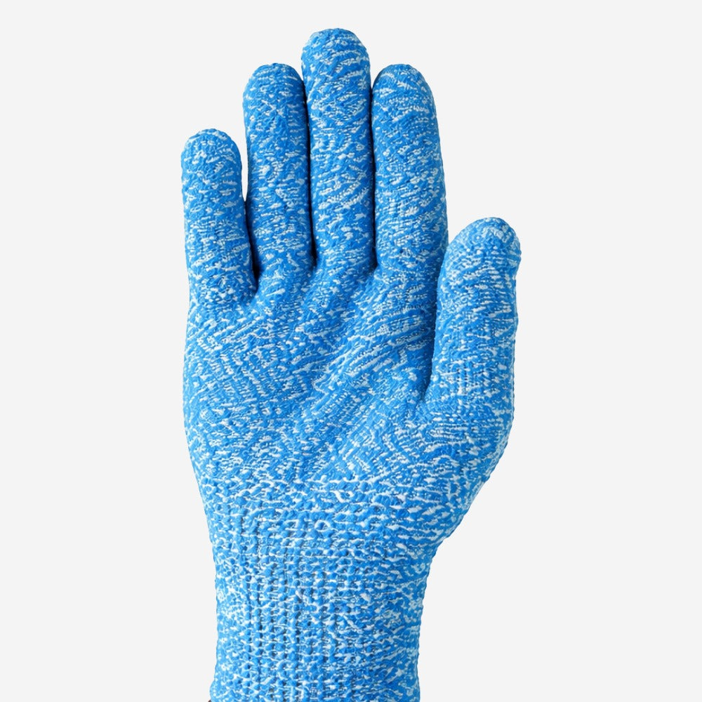 Luva de Proteção Anticorte Manuseio de Alimentos Tricotada Fibra de Vidro Aço Inoxidável Azul Ansell HyFlex 74-500 C.A 41874