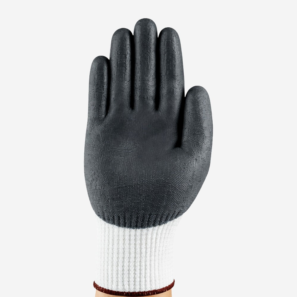 Luva de Proteção Anticorte Tricotada Poliuretano Cinza e Preta Ansell HyFlex 11-735 C.A 37565