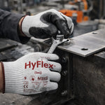Luva de Proteção Anticorte Tricotada Poliuretano Cinza e Preta Ansell HyFlex 11-735 C.A 37565