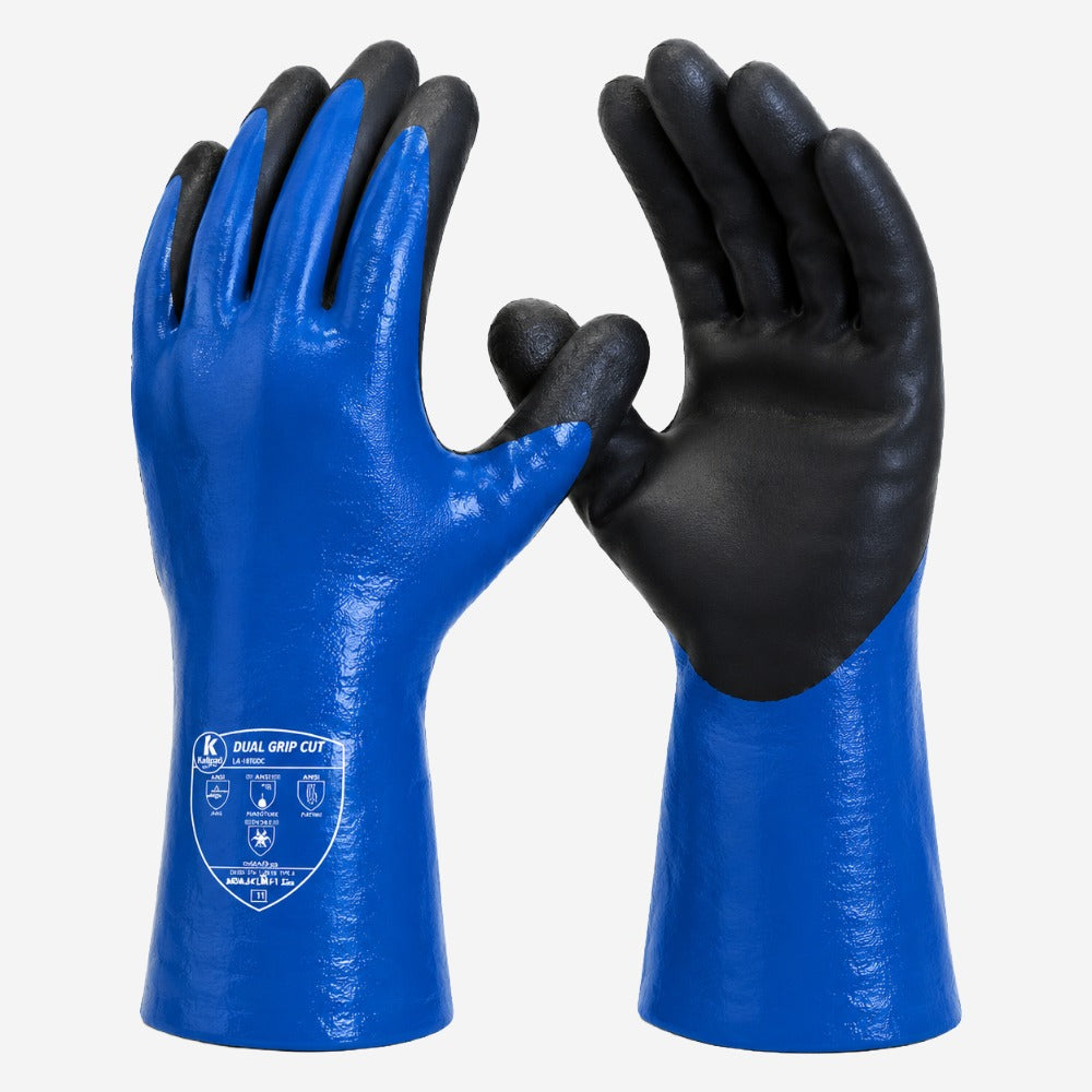 Luva de Proteção Anticorte e Produtos Químicos para Uso Profissional em HPPE, Poliamida e Borracha Nitrílica Kalipso Dual Grip Cut CA 50793