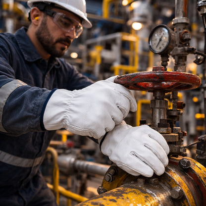 Luva de Proteção Couro Vaqueta Petroleira Com Reforço Entre Polegar e Indicador Punho 7 cm Fena Luvas C.A 41152