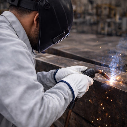 Luva de Proteção Couro Vaqueta Petroleira Com Reforço Entre Polegar e Indicador Punho 7 cm Fena Luvas C.A 41152