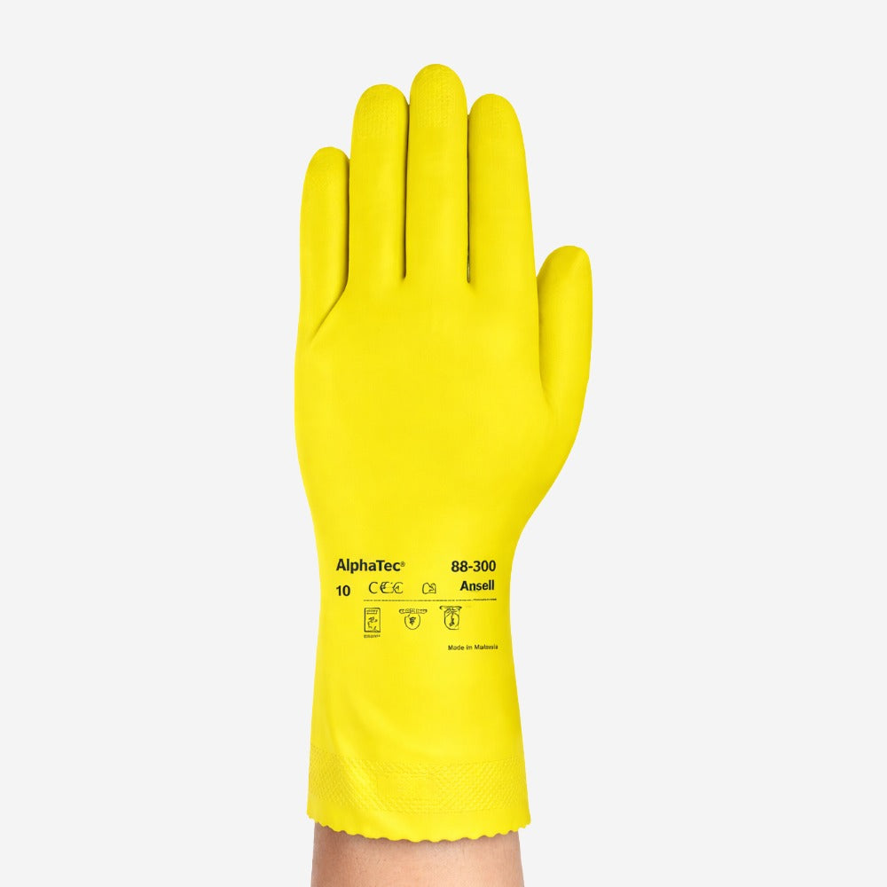 Luva de Proteção Limpeza Produtos Químicos Látex Natural Amarela Ansell AlphaTec 88-396 C.A 34059