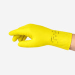 Luva de Proteção Limpeza Produtos Químicos Látex Natural Amarela Ansell AlphaTec 88-396 C.A 34059