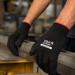 Luva de Proteção Mecânica TDM B Algodão e Poliéster Palma Vulcanizada Grip Ondulado 25 cm Calor de Contato Nível 2 Volk Black Tractor 10.10.957.07 CA 37981