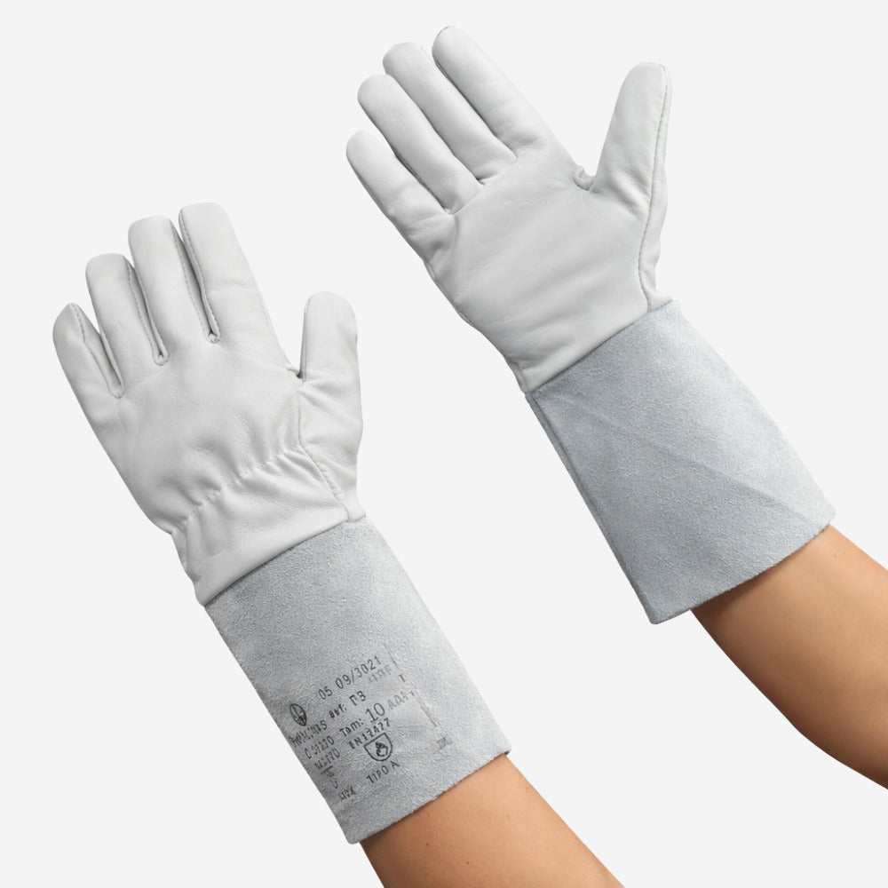 Luva de Proteção Mista Couro Vaqueta e Dorso de Raspa Com Reforço Entre Polegar e Indicador Punho 15 cm Fena Luvas C.A 42994