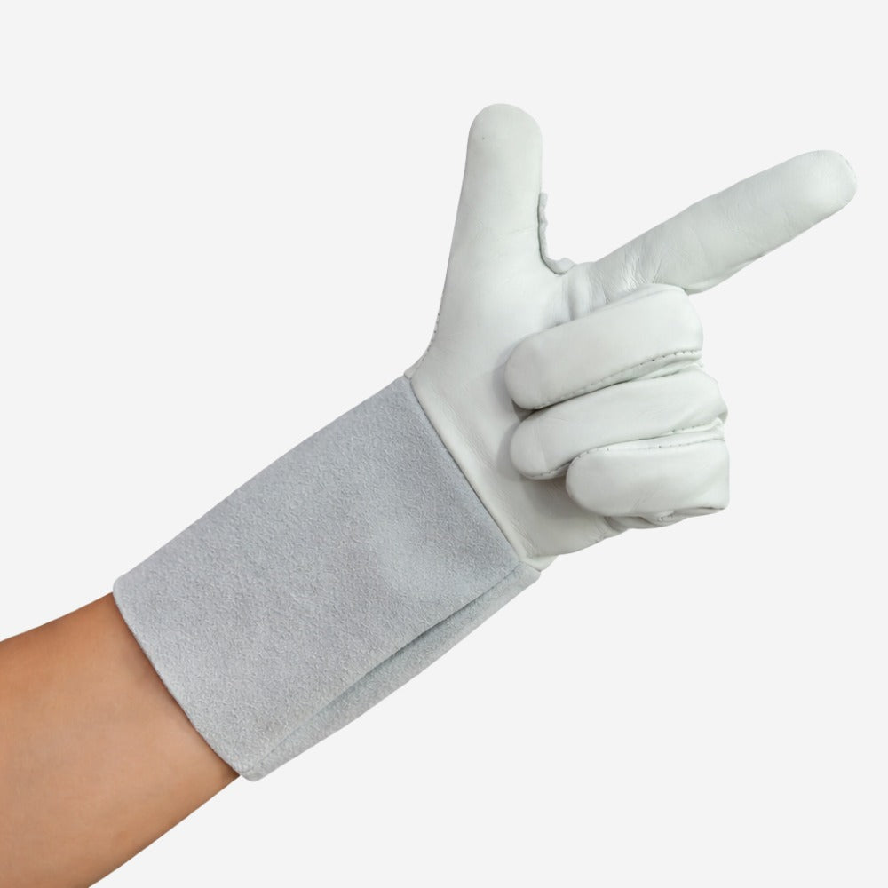 Luva de Proteção Mista Couro Vaqueta e Dorso de Raspa Com Reforço Entre Polegar e Indicador Punho 15 cm Fena Luvas C.A 42994