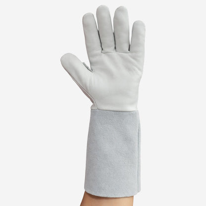 Luva de Proteção Mista Couro Vaqueta e Dorso de Raspa Com Reforço Entre Polegar e Indicador Punho 15 cm Fena Luvas C.A 42994