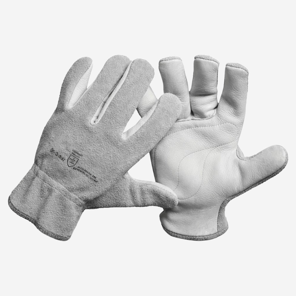 Luva de Proteção Mista Couro Vaqueta e Dorso de Raspa Com Reforço Entre Polegar e Indicador Punho 7 cm Fena Luvas C.A 42994