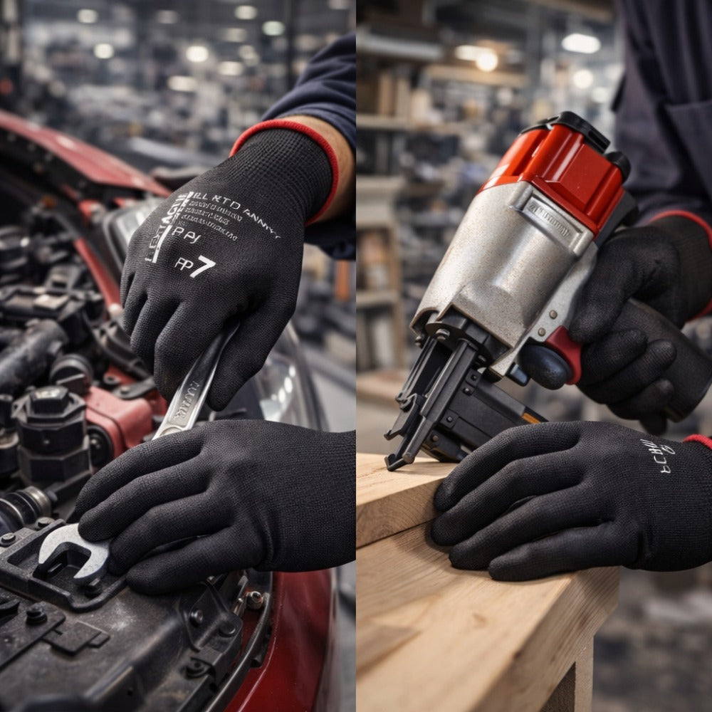 Luva de Proteção Multitato Abrasão Antiestática Tricotada em Nylon e Poliuretano Preto Danny Flextáctil DA-12.100PT C.A 29014