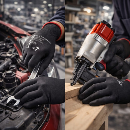 Luva de Proteção Multitato Abrasão Antiestática Tricotada em Nylon e Poliuretano Preto Danny Flextáctil DA-12.100PT C.A 29014