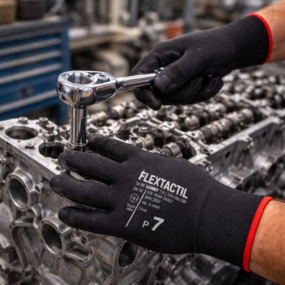 Luva de Proteção Multitato Abrasão Antiestática Tricotada em Nylon e Poliuretano Preto Danny Flextáctil DA-12.100PT C.A 29014