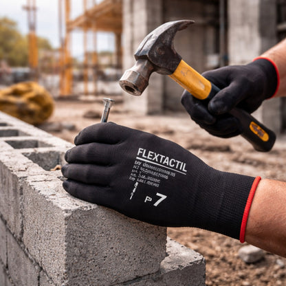 Luva de Proteção Multitato Abrasão Antiestática Tricotada em Nylon e Poliuretano Preto Danny Flextáctil DA-12.100PT C.A 29014